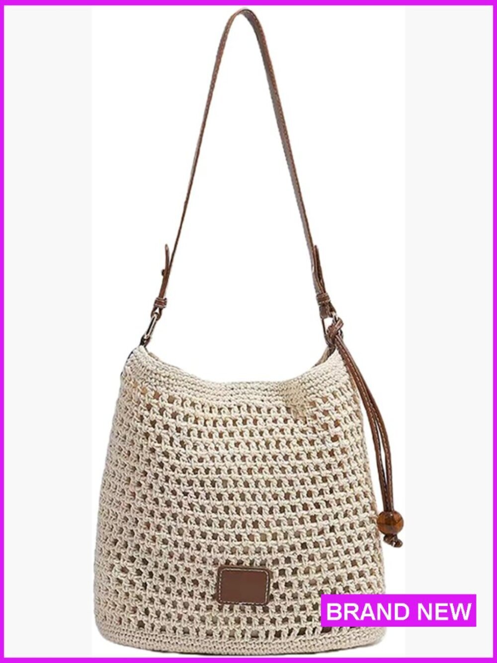 Crochet Beach Tote Bag Bohemian Hobo Shoulder Bag Casual Woven Purse Women